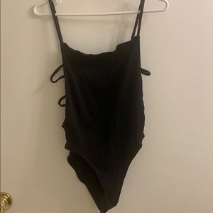 Black caged back bodysuit